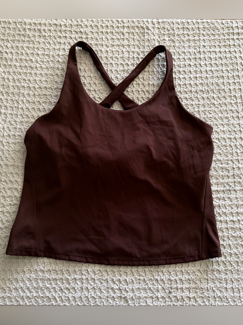 SPANX Get Moving Crossback Shelf Bra Tank Brown Large Active Top